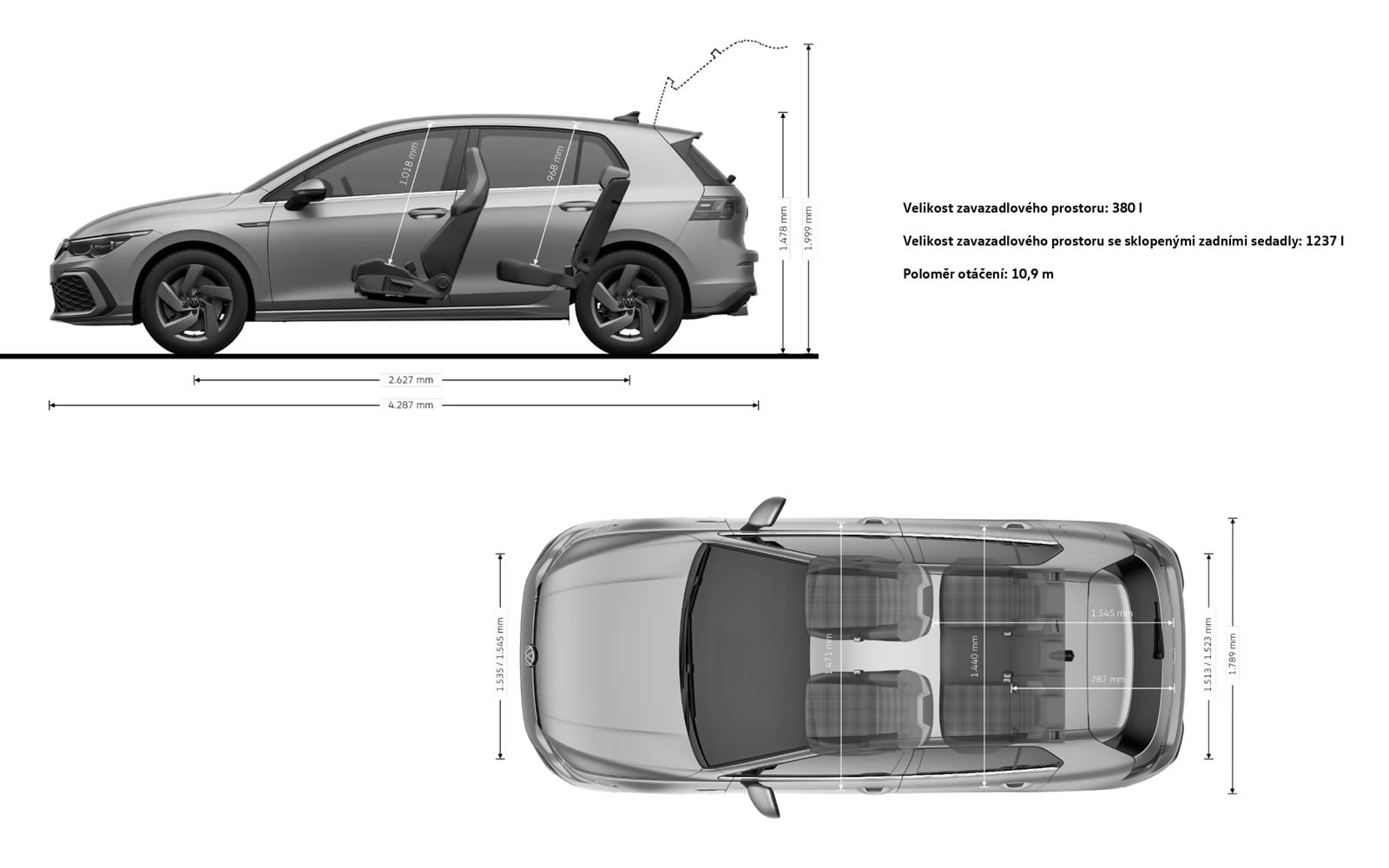 Nové Volkswagen Golf 8 GTI Clubsport - Technické údaje