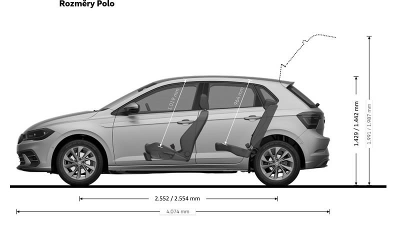 VW Polo technické údaje s rozměry