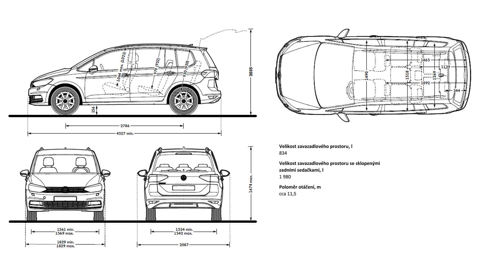 Volkswagen Touran - Technické údaje