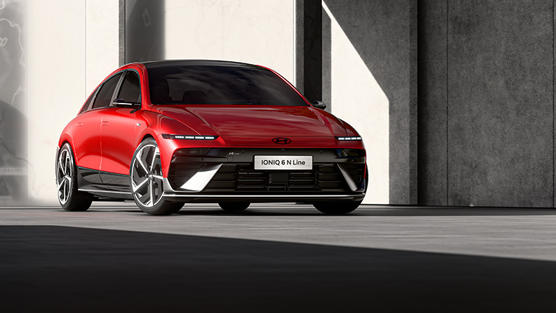 hyundai odhalil ioniq 6 cerveny bok predni