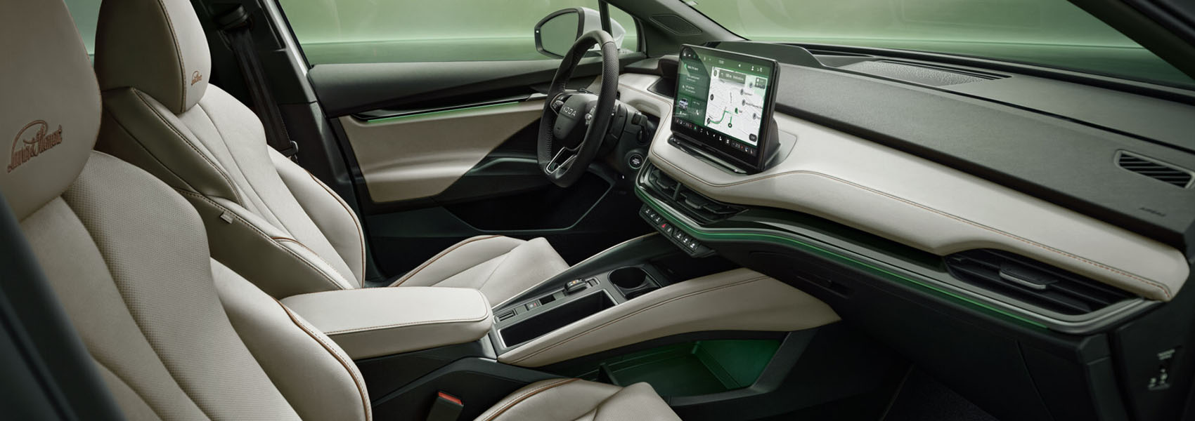 Pohled na interiér elektrického modelu Škoda