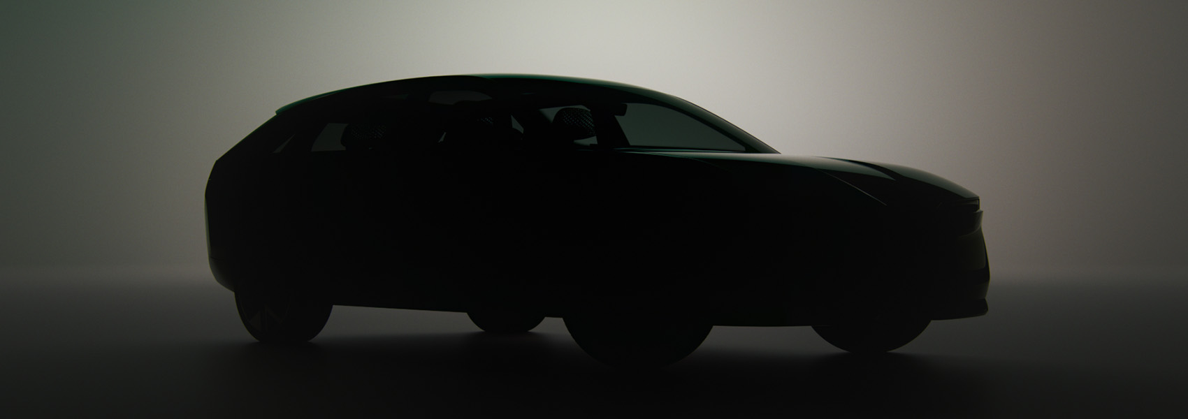 Silueta konceptu Škoda Vision O ve tmě s jemným podsvícením