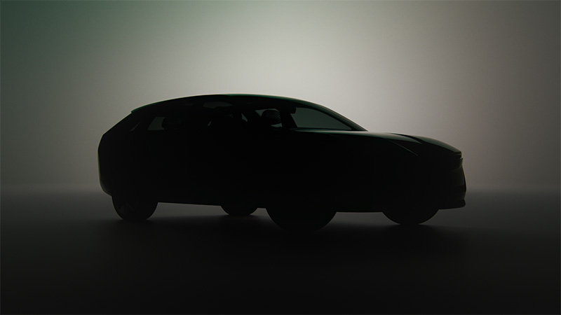Silueta konceptu Škoda Vision O ve tmě s jemným podsvícením