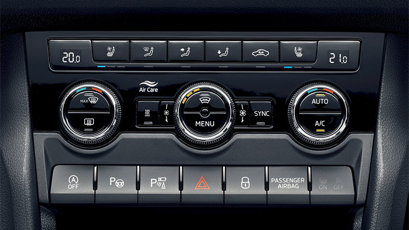 skoda kodiaq ovladani klimatizace