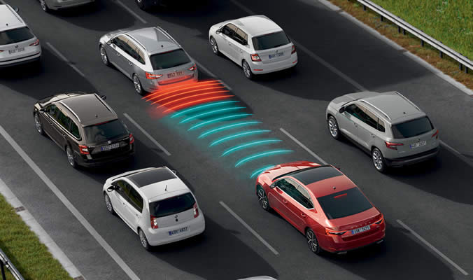Traffic Jam Assist | Asistenční systémy Škoda Superb Combi iV